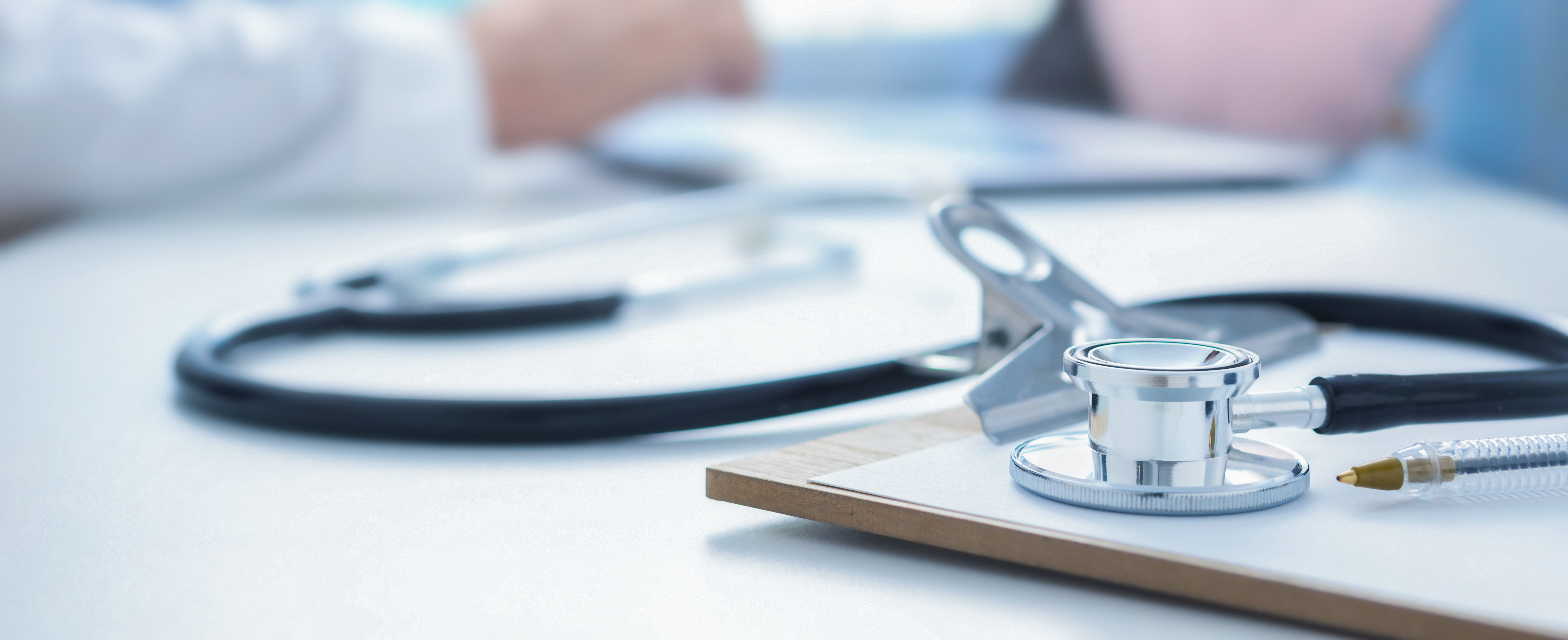 Stethoscope and clip board on doctor workplace close up | WAWA ...
